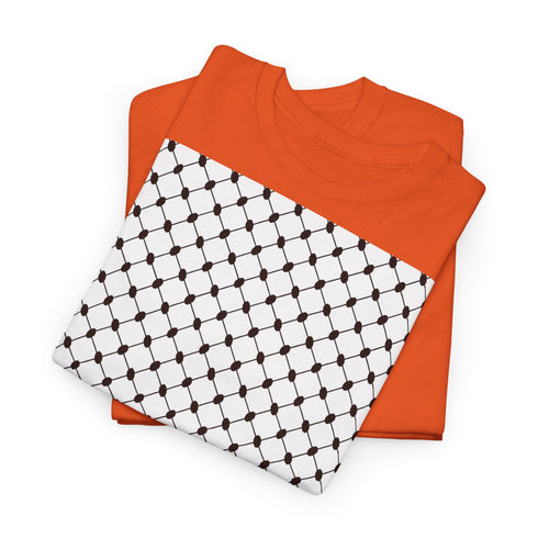 Keffiyeh Pattern Heavy Cotton Tee - Modern Mesh Design Streetwear T-Shirt